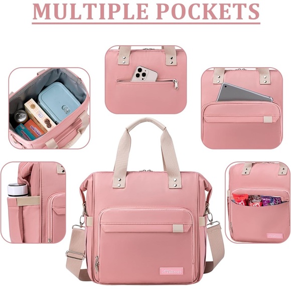 Women's Lunch Bag for Work Insulated Extra Large Cute Pink Lunch Bag - Picture 2 of 7